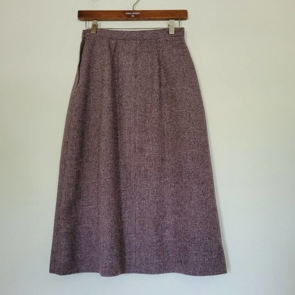 Vintage Woolrich Women's 100% Pure Wool Purple Knee Length Skirt Size 6 Pockets - Picture 8 of 14